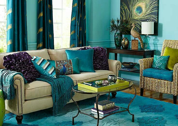 Beige Turquoise And Brown Living Room