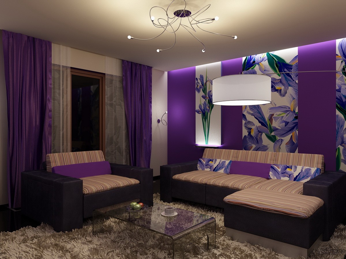purple colour living room