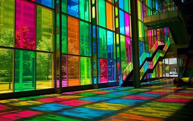 colores del arcoíris en interiores