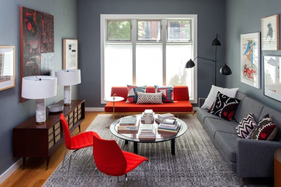 red grey living room