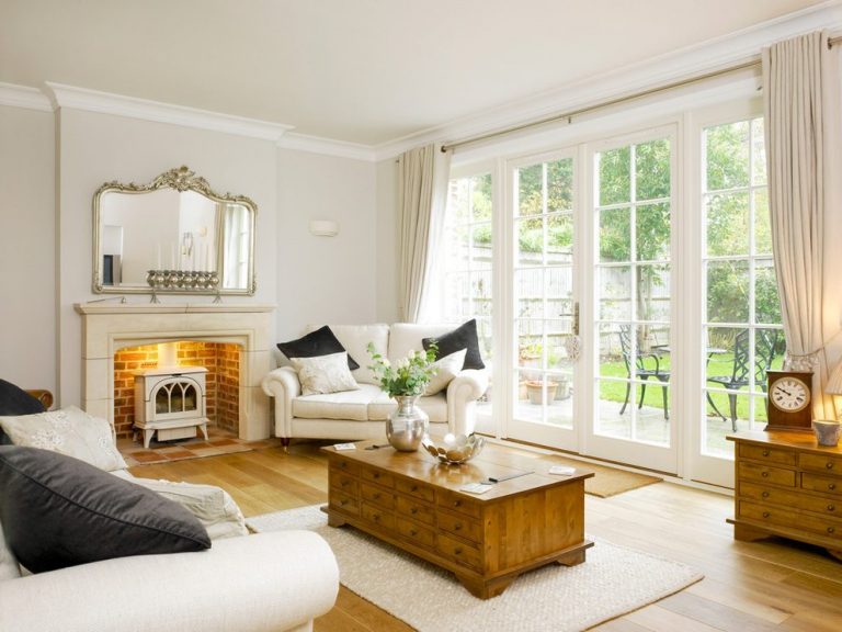 decorating living room with french doors