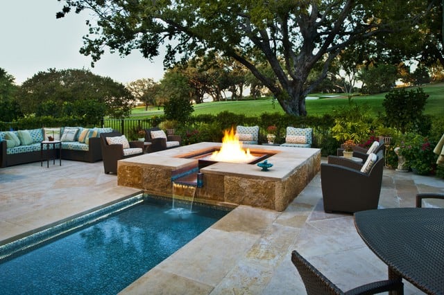 20 Sophisticated Outdoor Fire Pit Designs Near The Swimming Pool