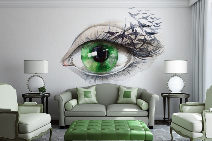 living room art murals