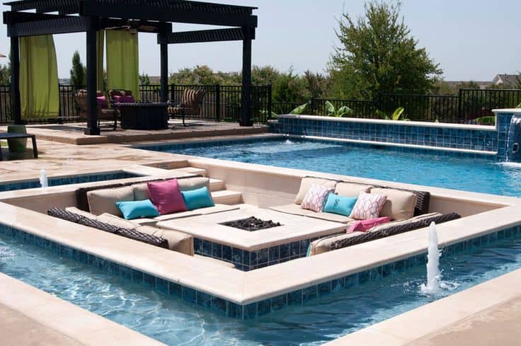 swimming pool sitting area