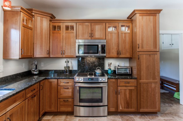 natural cherry wood cabinets