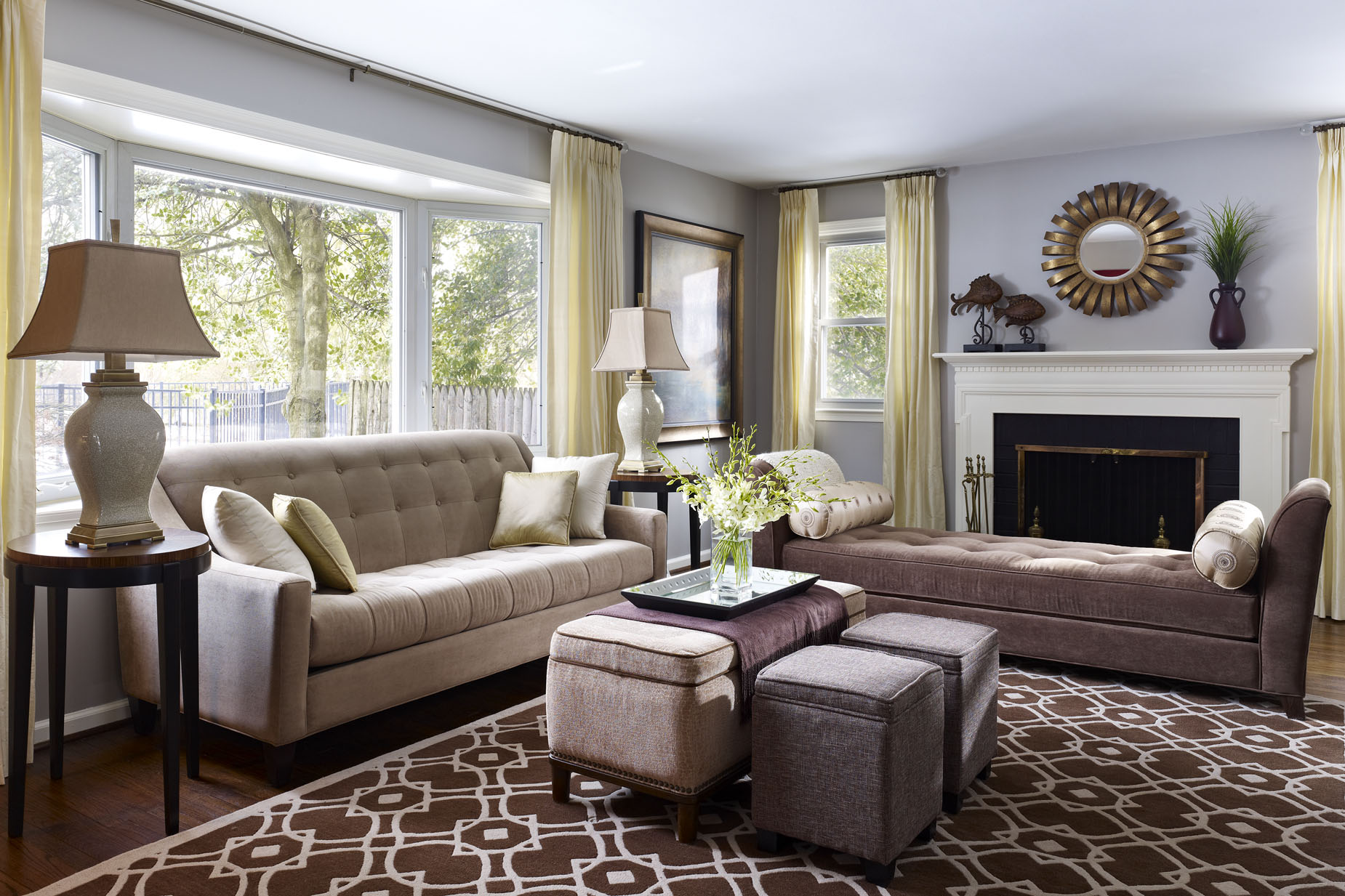 living room decor with ottoman