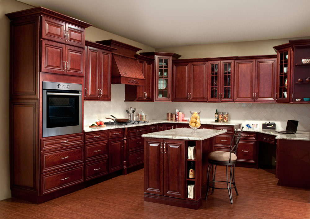 kitchen table ideas with cherry cabinets