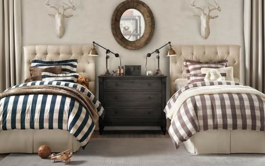 decorating twin bedroom with antique furniture