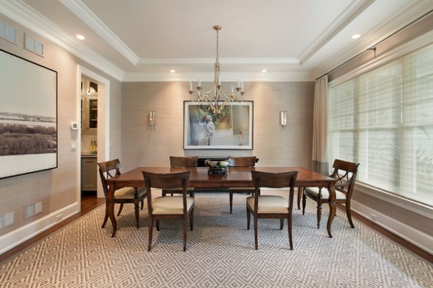 Beautiful Cream Dining Room With Wallpaper