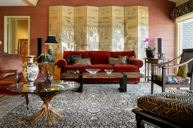 asia living room floral arrangement