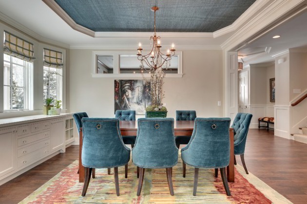 blue ceiling dining room