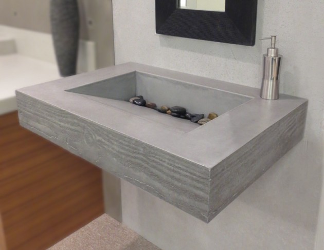 gray tile bathroom modern sink