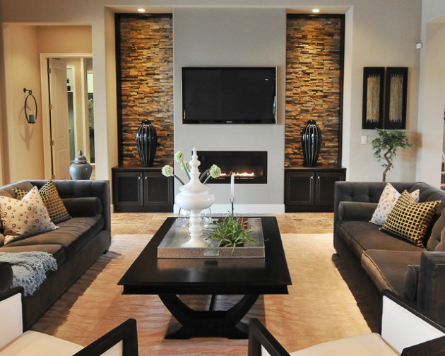 Modern Living Room Design With Wall Mounted Tv