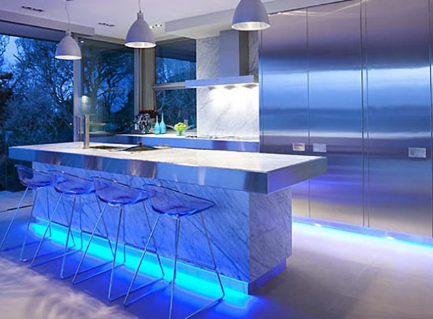chrome and lucite kitchen lighting