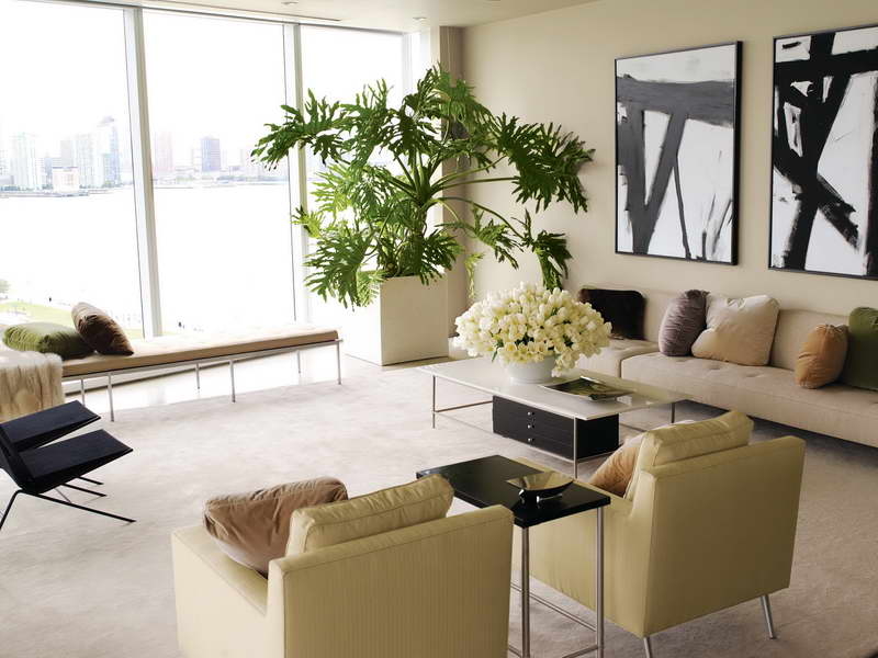 living room decoration with artificial flowers