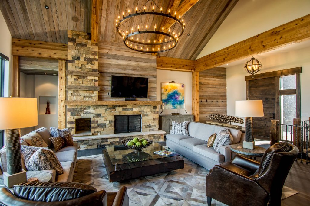 rustic living room design with recliners
