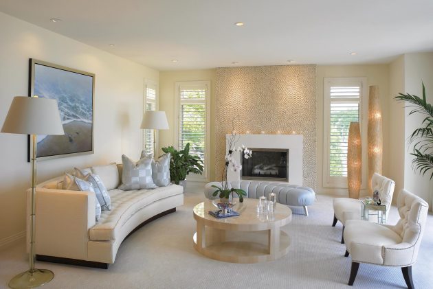 living room design with beige carpet