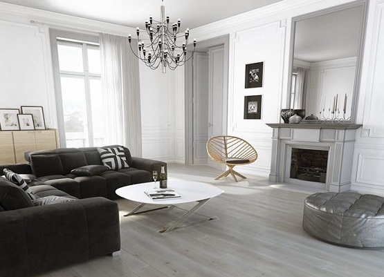 Wooden Flooring Grey Sofa : Contemporary Design Love Monochromatic