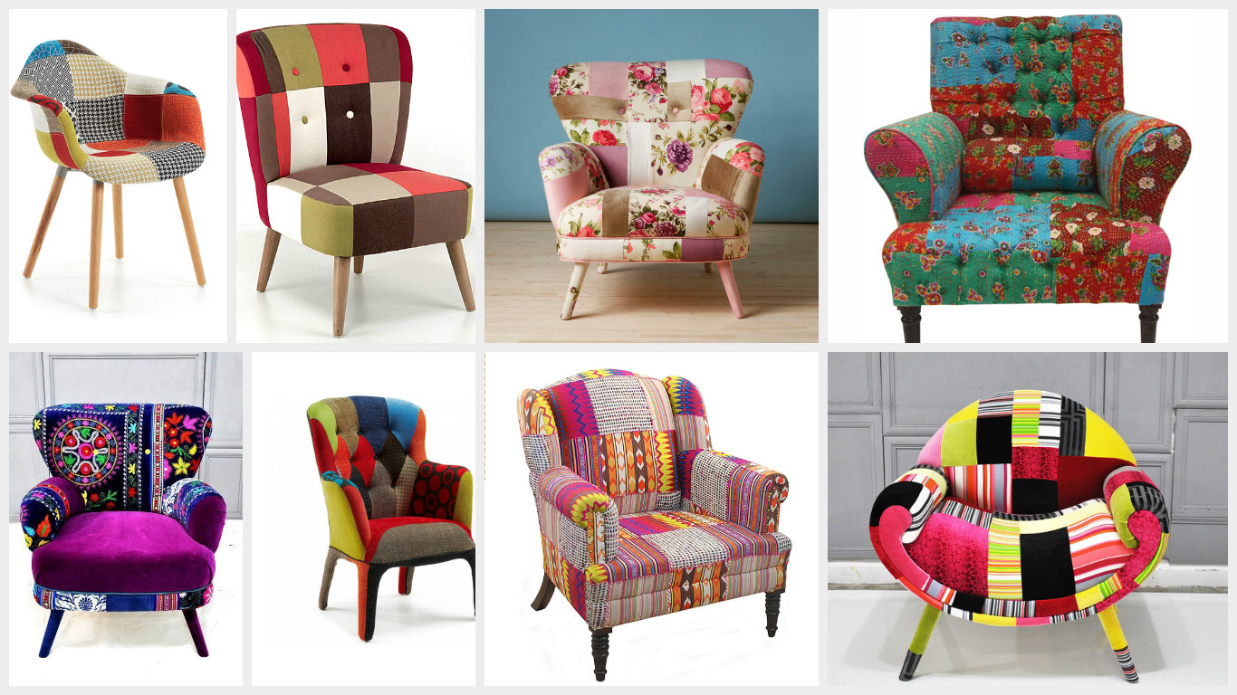 living room furniture with colorful chairs
