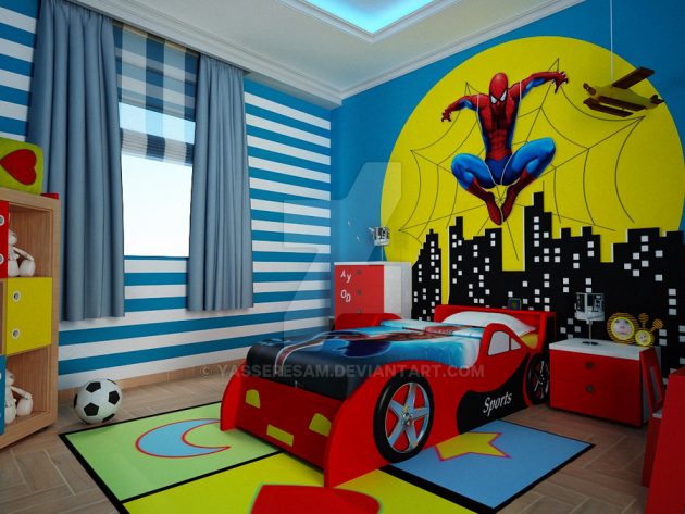 kids superhero bedroom