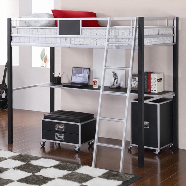 bunk bed with desk at the bottom