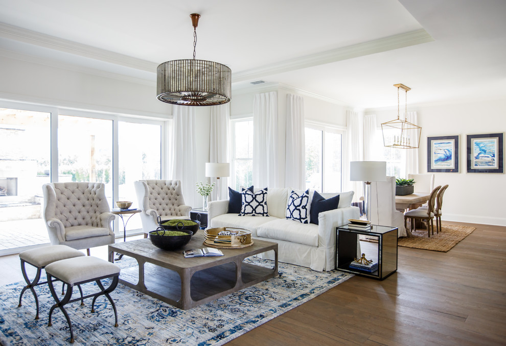 american transitional living room setting