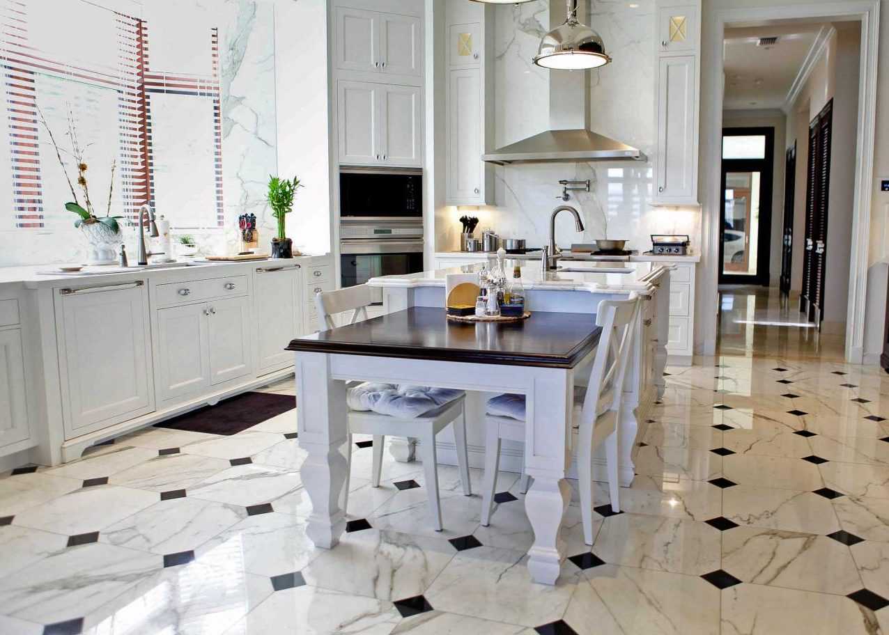 kitchen design with tile floors