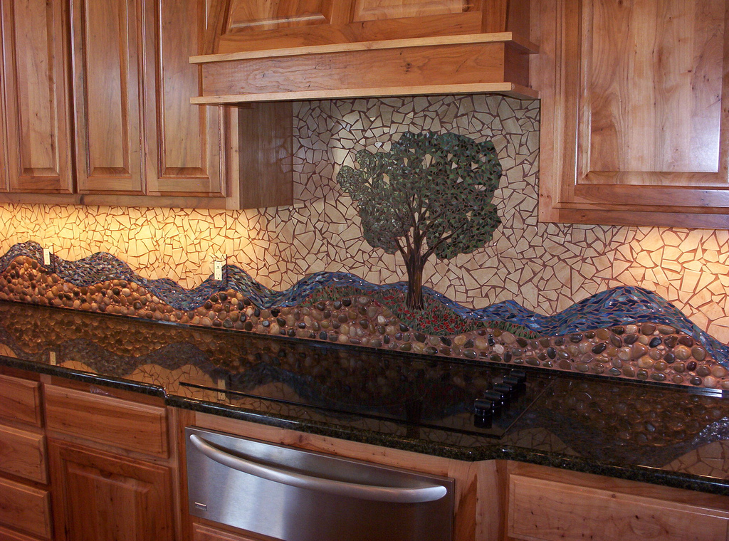 mosaic tiles on kitchen wall