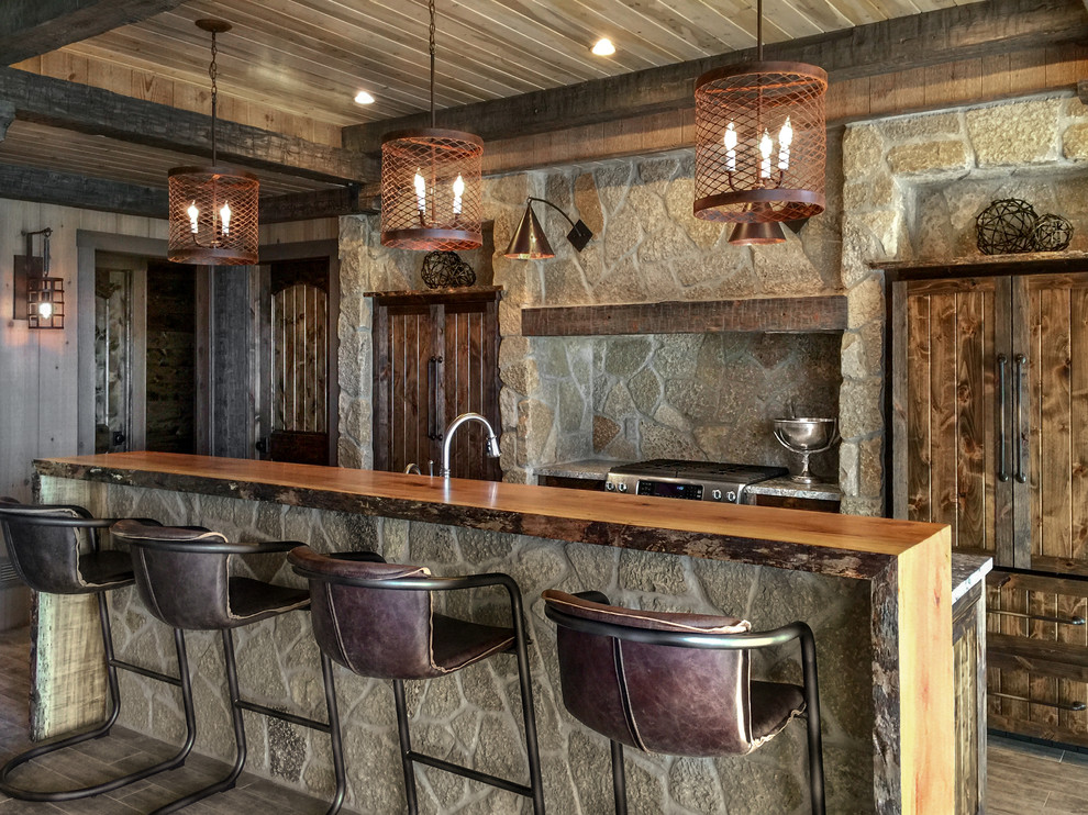 rustic kitchen bar design