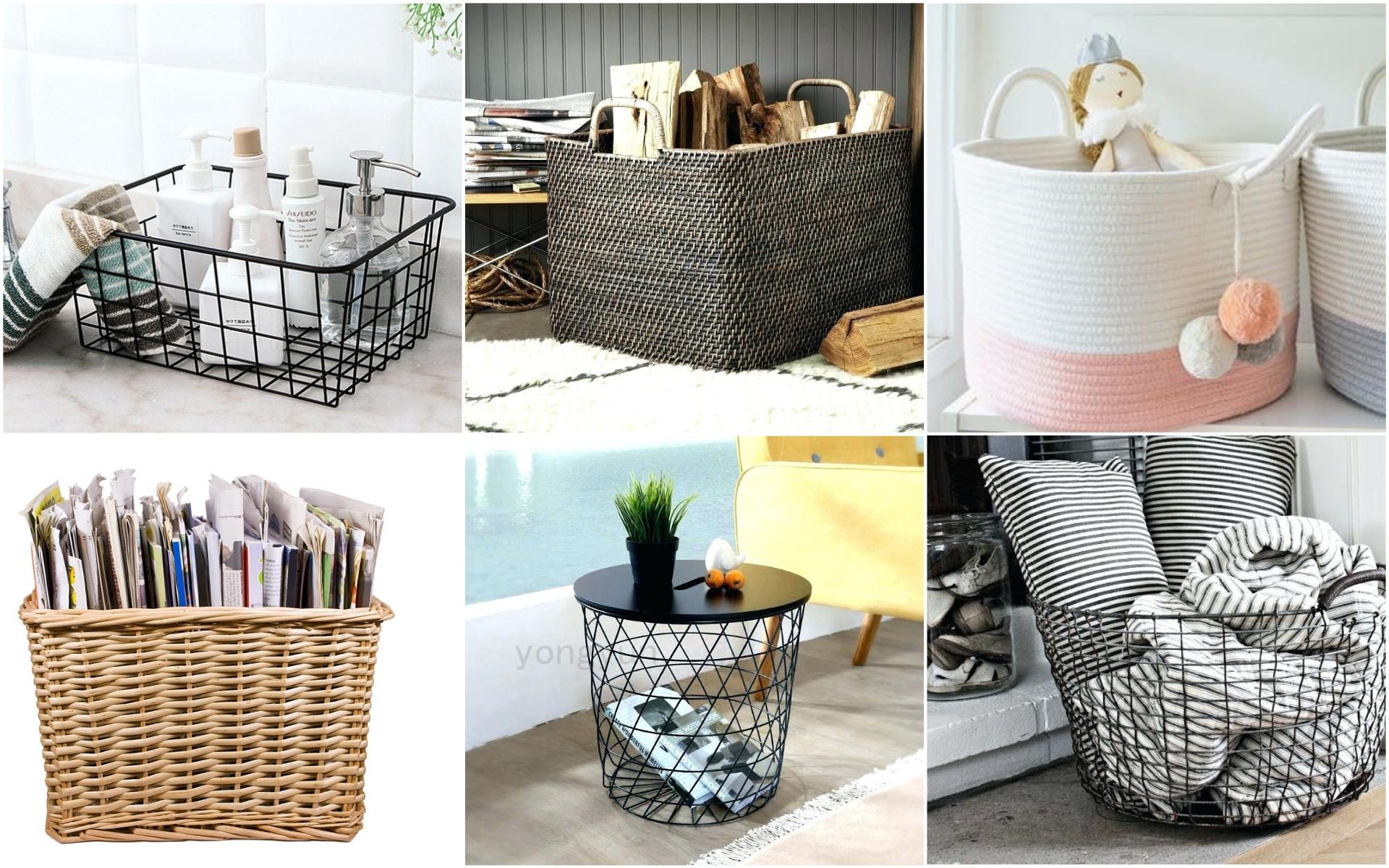 baskets in living room