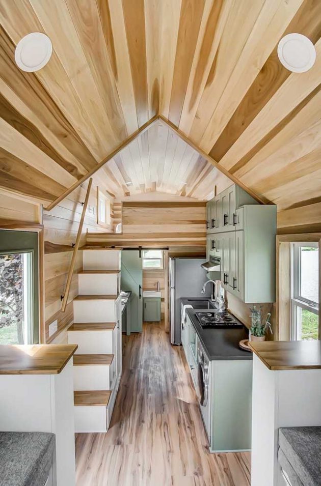 35+ Tiny House Wheels This ultra modern thow with double loft spaces