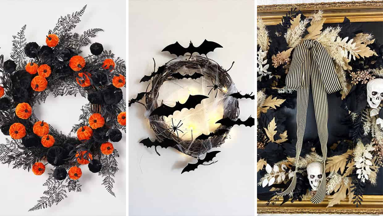 Joy hot haunts Halloween wreaths, fun-filled wreaths, holiday wreaths